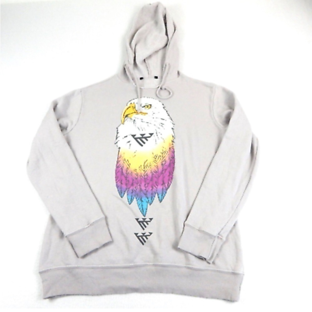 WILDFOX BOLD EAGLE SWEATSHIRT HOODIE TAUPE TAN XS